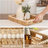 Counter, StorageWorks Rectangle Decorative Trays for Home Decor Farmhouse, Wicker Coffee Table Tray Decor with Wooden