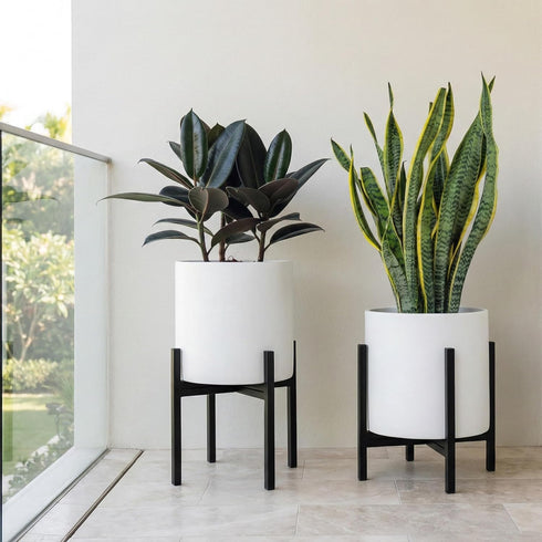 10" 10 Inch FaithLand Mid Century Plant Stand Indoor Outdoor (EXCLUDING Plant Pot), Metal Planter Stand, Potted Plant