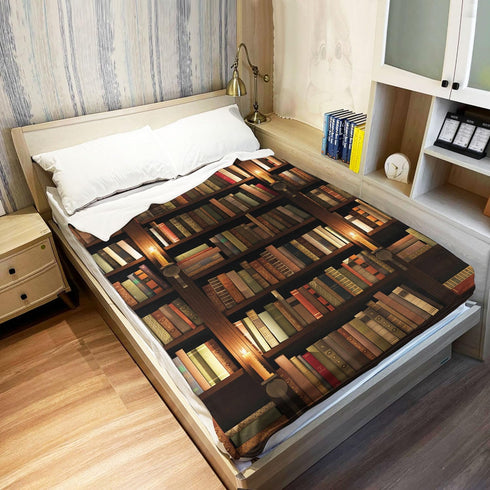 XSMEI 40"x50" Blanket with Books on It, Soft Warm Fleece Throw Blankets for Book Lovers Gift Ideas, Vintage Library