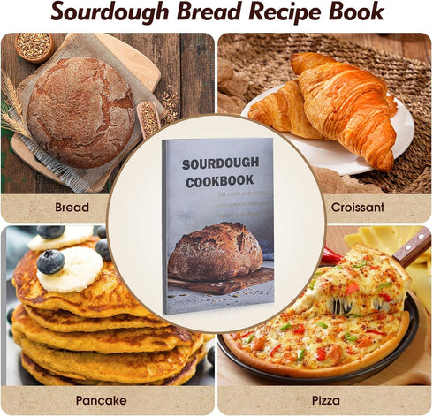 40oz Set 9" 10" Sourdough Starter Kit, Sourdough Bread Baking Supplies, Sourdough Starter Jar, Silicone Banneton Bread