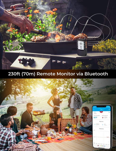 Govee Bluetooth Meat Thermometer, Wireless Digital Grill Thermometer for Smoker Oven, 2 Probes, Timer Mode, Smart LCD