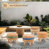 Handwoven Round Ottoman, Natural Water Hyacinth Outdoor Patio Pouf Seagrass Low Stool with Wood Legs, Soft Padded