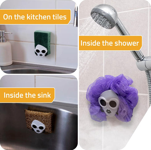 1 PELEG DESIGN New Dishco Girl Sponge Holder for Kitchen Sink, Cute Sponge Holder with Retro Groovy Design, Drains