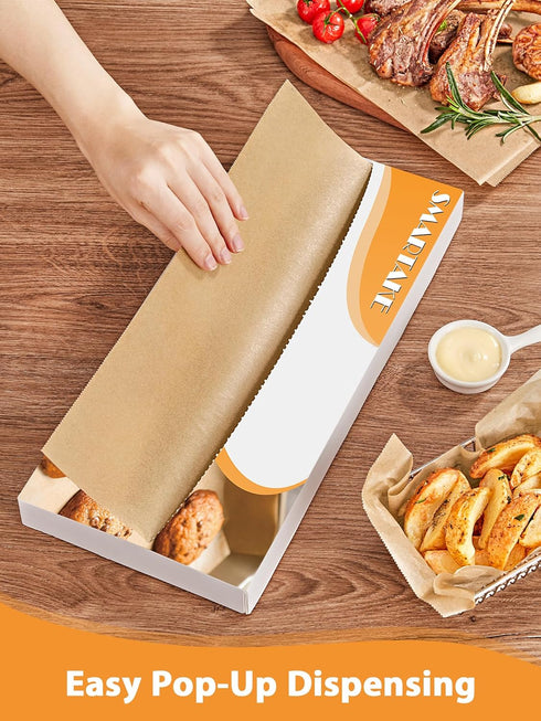 SMARTAKE 200 Pcs Pop-Up Parchment Paper Sheets, 10.7x15 Inch Non-Stick Baking Paper for Grilling and Frying