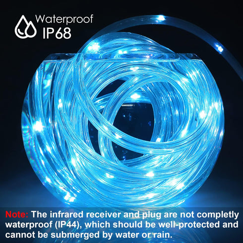 OMIKA 120 LED Rope Lights Plug in, 40ft Waterproof Outdoor String Light with Remote Timer for Party Decor
