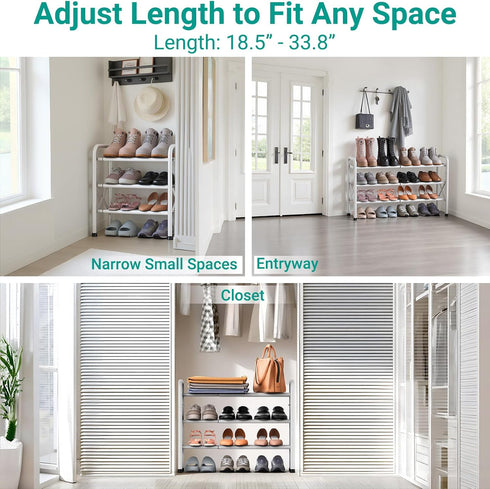 3-Tier Closet YEASHEIN Expandable Shoe Rack for Floor, X-Frame Metal Small Shoe Rack for Entryway, Adjustable Shoe
