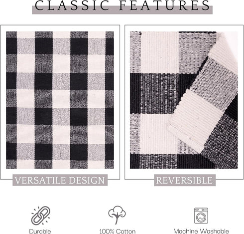RAJRANG Buffalo Plaid Rug, 23.6 x 35.4 Inches, Cotton Washable Door Mat, Checkered Indoor Outdoor Decor