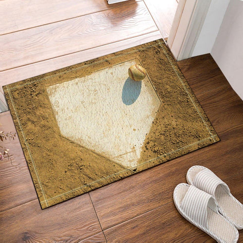 NYMB Sport Decor Old Baseball on Home Plate Bath Rug - Non-Slip Floor Mat for Indoor Outdoor Entryways, 60x40cm