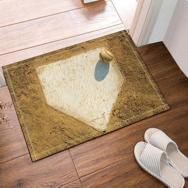 NYMB Sport Decor Old Baseball on Home Plate Bath Rug - Non-Slip Floor Mat for Indoor Outdoor Entryways, 60x40cm