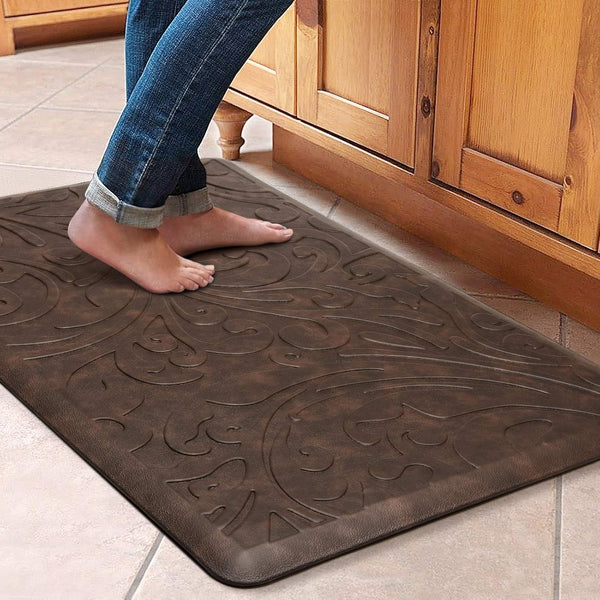 KMAT Kitchen Mat, Cushioned Anti-Fatigue Waterproof Non-Slip Ergonomic Comfort Floor Mat Rug, 30"(L) x 20"(W), Brown