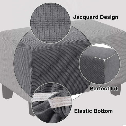Turquoize Stretch Ottoman Cover Ottoman Slipcover Sofa Cover Footstool Protector Storage Ottoman Covers Furniture