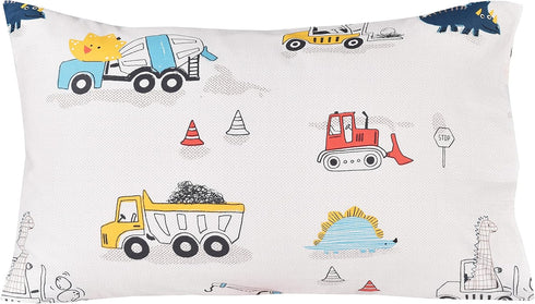 J-pinno Cozy Set 100% Set Dinosaur Construction Work Digger Cars Vehicle Cute Fun Twin Sheet for Kids Girls Children