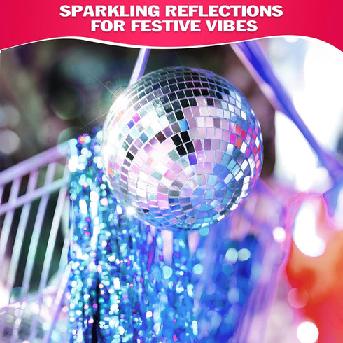 24 PCs Mini Disco Balls Set - 1.8 in Ornaments for Parties, Lightweight & Portable Decorations, Silver Sparkle