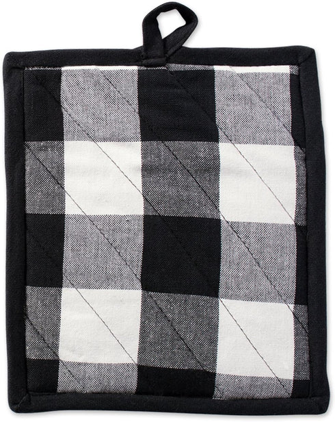 DII Buffalo Check Kitchen Collection, Classic Farmhouse Kitchen Set, Potholder, Black & White, 2 Piece