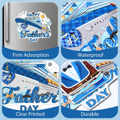 Capoda 16 Pcs Father's Day Magnetic Decorations, Happy Father's Day Ship Car Magnets for Birthday Party Supplies