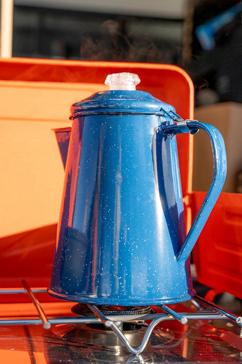 Backpacking GSI Outdoors Percolator Coffee Pot | Enamelware Campfire Coffee Boiler Kettle for Outdoor Camping Cookware