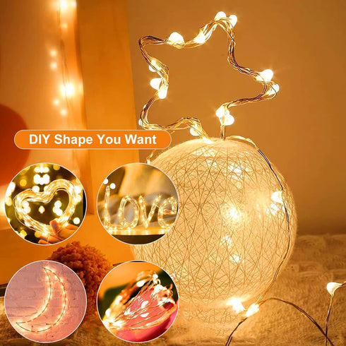 24Pack 7ft 20 3 Fairy Lights Battery Operated, LED Modes Speed Twinkle Mini String Lights Waterproof Silver Wire