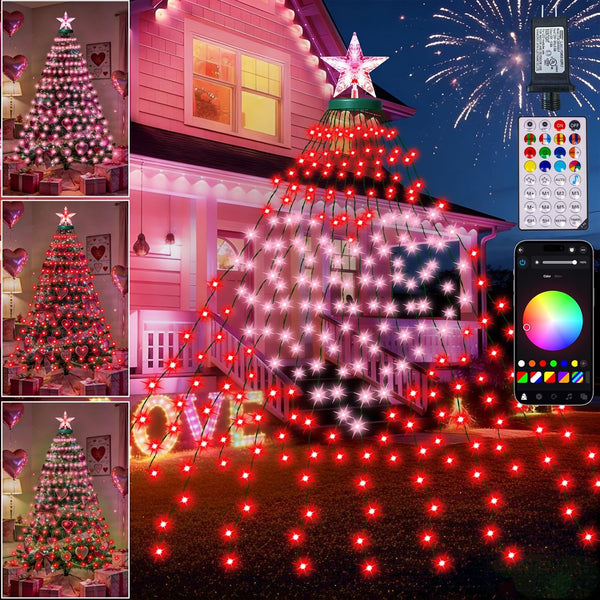 Smart Valentine's Day Lights with Star Topper, APP Control Music Sync Color
