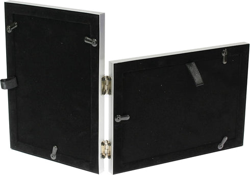 Brushed Aluminium Satin Silver Twin 2 Picture Double Folding Photo Frame Gift - Takes 2 Standard 6 x 4 inch Photographs