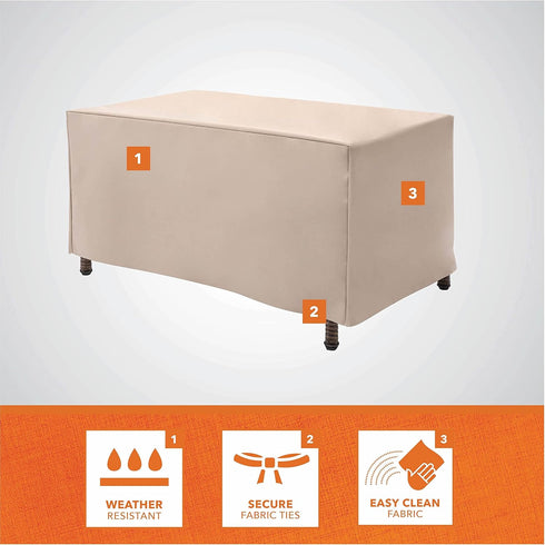 37"L 22"W 17"H, Modern Leisure Basics Patio Ottoman/Coffee Table Cover, x x Beige
