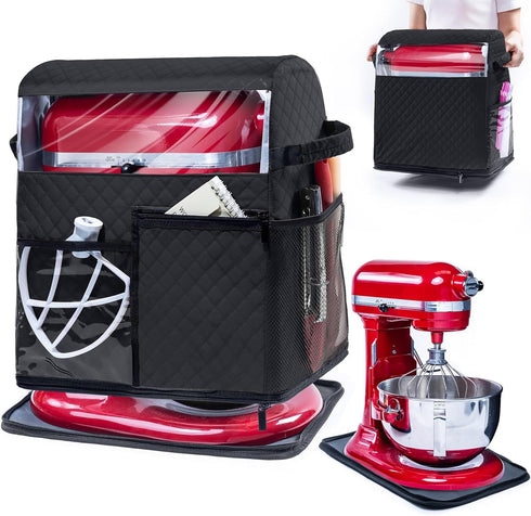 BAGSPRITE Stand Mixer Cover - Detachable Appliance Sliders for KitchenAid Mixer, Storage Bag for 6/7/8 Quart