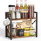 Coffee Bar Station Organizer Shelf for Countertop, 2 Tiers Wooden Spice Rack, Rustic Brown Large Desk Shelf Riser