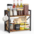 Coffee Bar Station Organizer Shelf for Countertop, 2 Tiers Wooden Spice Rack, Rustic Brown Large Desk Shelf Riser