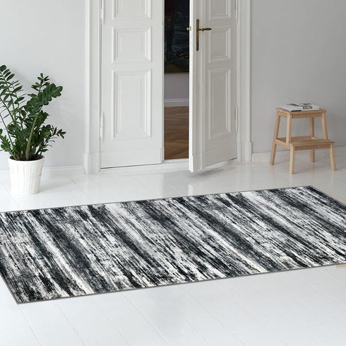 KOZYFLY Modern Abstract Kitchen Runner Rug, 2x5 Washable Non-Slip Soft Striped Carpet for Entryway, Bathroom, Laundry