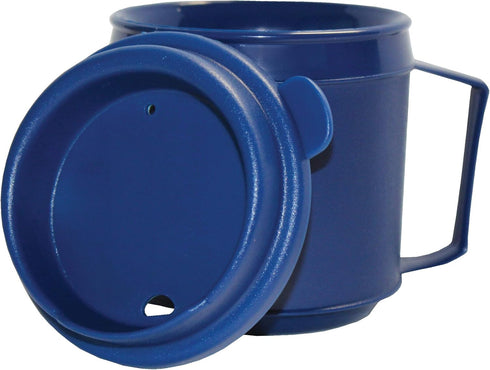 Rehabilitation Advantage Insulated Plastic Mug with Tumbler Lid, 8oz, Blue, Non-Weighted