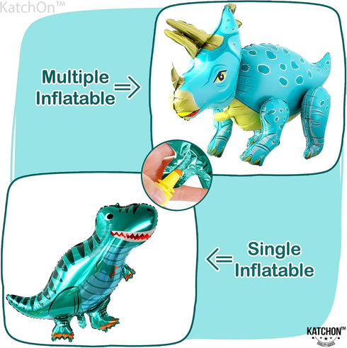 KatchOn Giant Blue Dinosaur Balloons, 38 Inch Pack of 2 Mylar Balloons for Birthday Party Decor