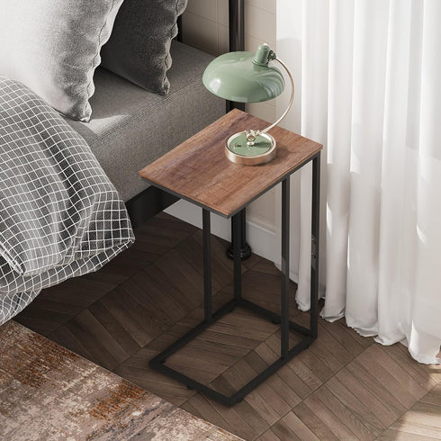 WLIVE C Shaped End Table, Small Side Tables for Sofa and Bed, Couch Table That Slides Under for Living Room, Bedroom