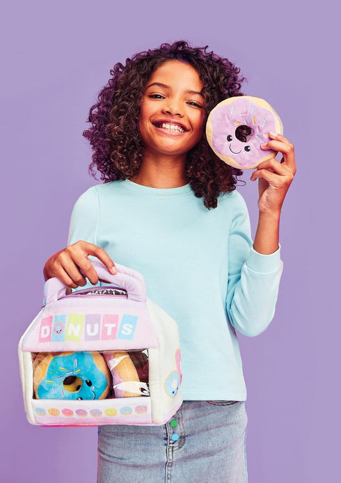 Set iscream Play with Your Food! Box of Donuts Fleece Play Pillow with Embroidered Accents