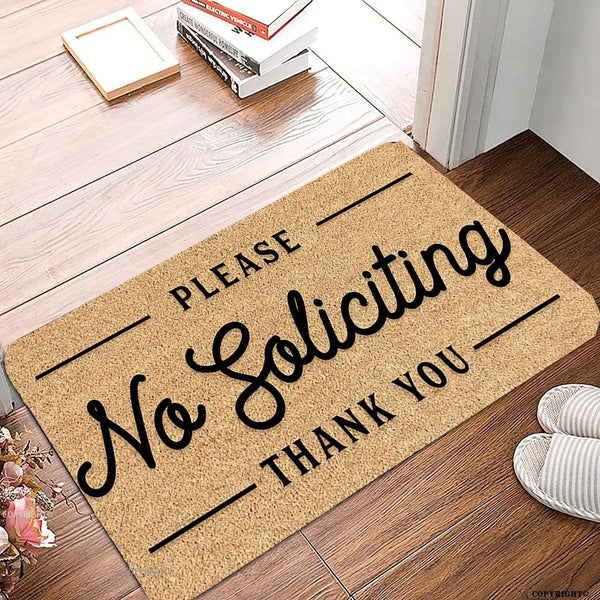 Welcome Mats for Front Door, No Soliciting Doormat, Non-Slip Outdoor Entry Mat, Funny Kitchen Rugs, 17x30 Inch