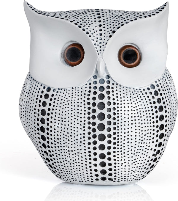 Ornativity White Owl Statue Figurine, Animal Sculpture Home Decoration for Bedroom Living Room Kitchen Office