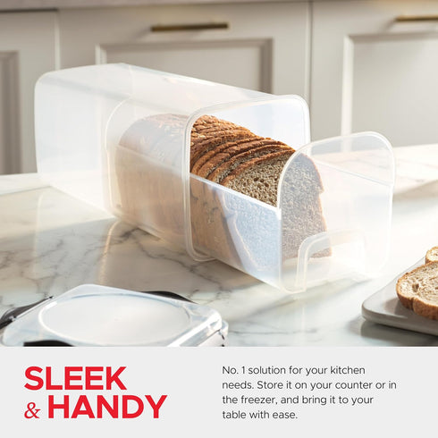 Tafura Bread Storage Container (2 Pack) with Tray, Plastic Bread Box with Airtight Lid for Homemade Bread, BPA Free