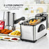 OVENTE Electric Deep Fryer, 2 Liter Capacity, 1500 Watt with Viewing Window, Odor Filter, and Removable Frying Basket