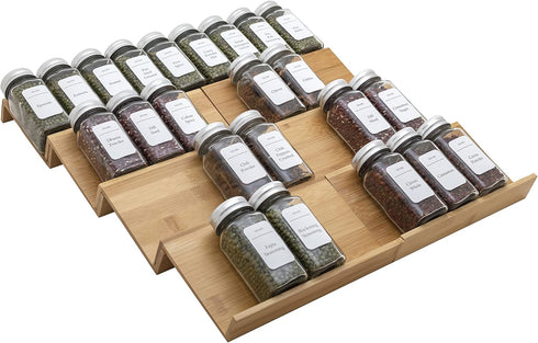 Angimio Bamboo Spice Rack Drawer Organizer - 8 Piece Set - 8" or