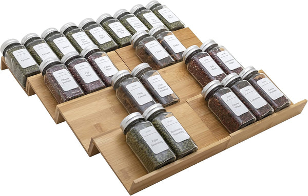 Angimio Bamboo Spice Rack Drawer Organizer - 8 Piece Set - 8" or