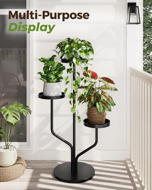3 Bamworld Tier Plant Stand Indoor Outdoor Metal Plant Shelf for Multiple Plants Pots Tier Tall Flower Holder