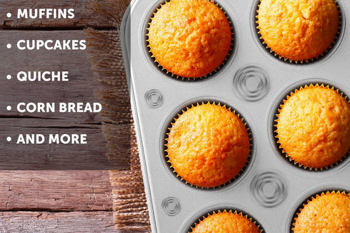 DecorRack 2 Pack Non-Stick Muffin Pans, 6-Cup Bakeware for Baking Cupcakes
