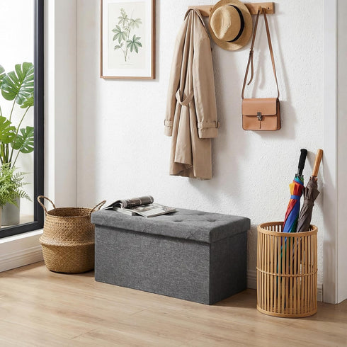 30in 660lbs, DUMOS Storage Ottoman Bench, Storage Chest, End of Bed Foot Rest Stool with Padded Seat, Bedroom Bench