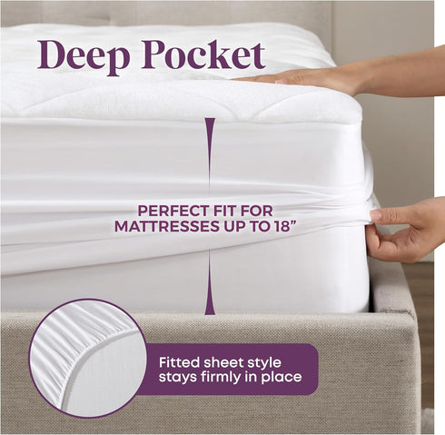 7-9 inches CirclesHome Crib Size Mattress Pad Pillow Top - Double Puff Fleece Top Down Alternative Mattress Protector