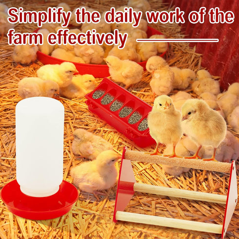 12 Patelai Pcs Chick Feeder and Waterer Kit Feeding Supplies with Mini Perch Chicken Starter Kit for Coop and Brooder