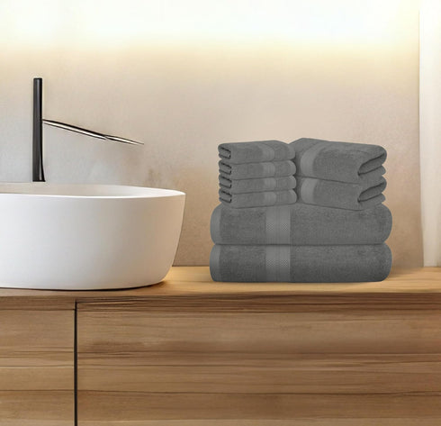 8 Set, 2 2 4 600 100% Avalon Towels Luxury Piece Grey Towels Bath Towels, Hand Towels and Washcloths, GSM Ring Spun