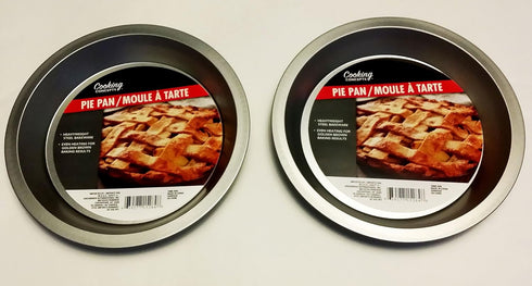 Two 9 inch Heavyweight Steel Non-Stick Bakeware Pie Pans Set with Even Heating (Standard Version)
