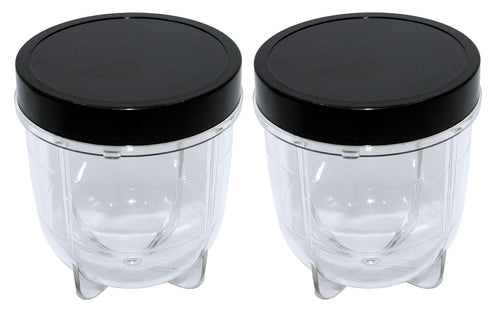 Blendin Replacement Short Cup with Stay Fresh Jar Lid, Compatible with Original Magic Bullet Blender, 8oz Cup (2 Pack)