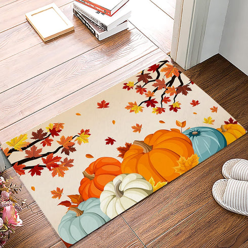 Fall Doormat Harvest Pumpkin Door Mat Welcome Mats Entrance Floor Mat Maple Leaf Thanksgiving Fall Floor Rug Outdoor Indoor Decorative Floor Mat Non-Slip Carpet for Thanksgiving Farm Autumn 18x30 by ALAGEO