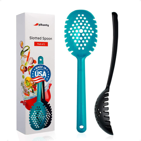 Set of 2 Slotted Serving Spoons, Heat-Resistant for Draining and Serving Vegetables, Pasta, Dishwasher Safe