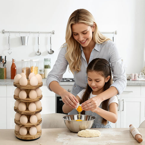 Countertop, 5 Countertop 30 Countertop Wooden Fresh Egg Holder Layer Rotating Egg Holder for Fresh Eggs, Stackable