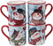 Watercolor Snowman Mugs, Set of 4 Assorted Designs, 16 oz.